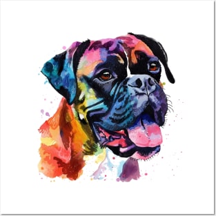 Boxer Dog Watercolor Pop Art design for Dog Owner Posters and Art